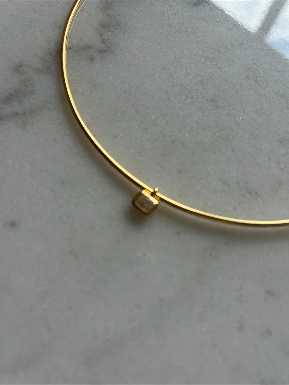 NWT Madewell Emerald-Cut Crystal Wire Choker Necklace - Picture 3 of 6